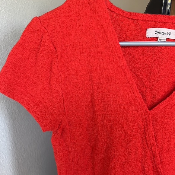 SOLD ON CROSSPOST Madewell 100% cotton bright red faux wrap blouse - Picture 5 of 8